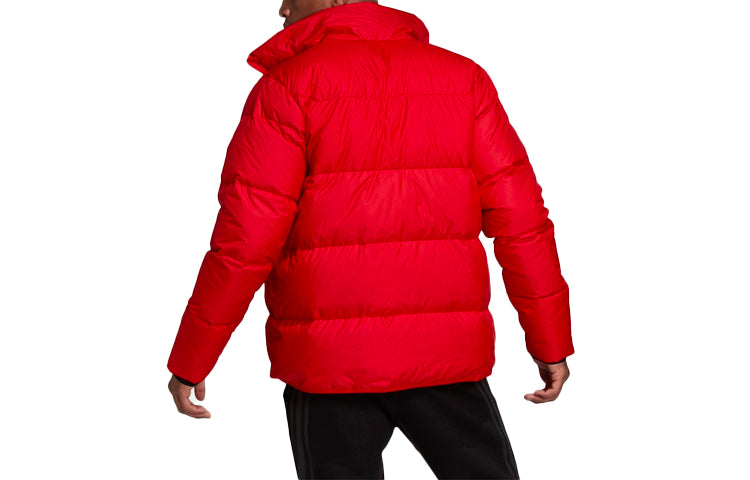Men's adidas Logo Zipper Stand Collar Sports Stay Warm With Down Feather Red Jacket GV5348