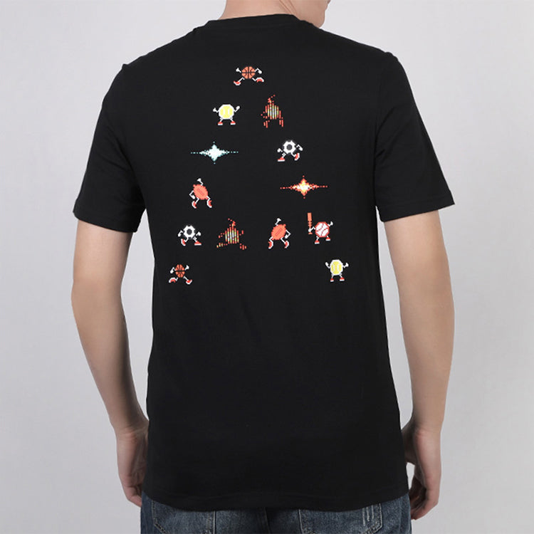 adidas 8-Bit Embroid. Round Neck Printing Short Sleeve Black FN1755