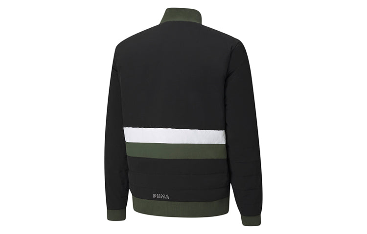 PUMA Parquet Quilted Puffer Basketball Winter Jacket 'Black Green' 599940-02