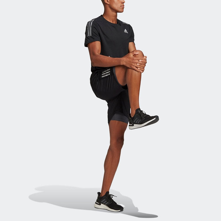 adidas NASA Reflective Stripe Running Sports Round Neck Short Sleeve Black GP5803