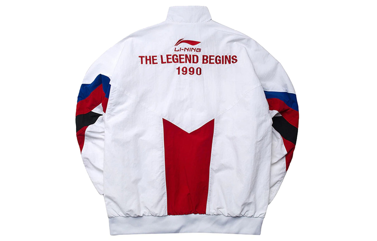 Li-Ning Logo Printing Stand Collar Casual Jacket 'White Red' AJDP015-1