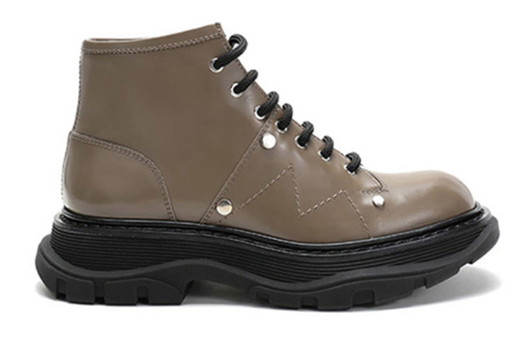 (WMNS) Alexander McQueen Lace Up Ankle Boots 'Khaki' 595469WHZ812610