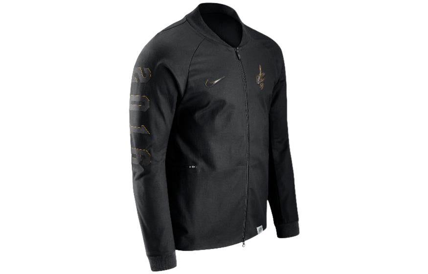 Nike NBA Golden State Warriors Solid Color Alphabet Numeric Stand Collar Zipper Jacket Black 860801-010