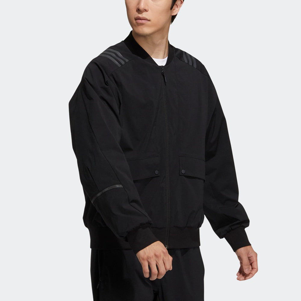 Men's adidas Sports Stylish Solid Color Logo Minimalistic Jacket Black H40231