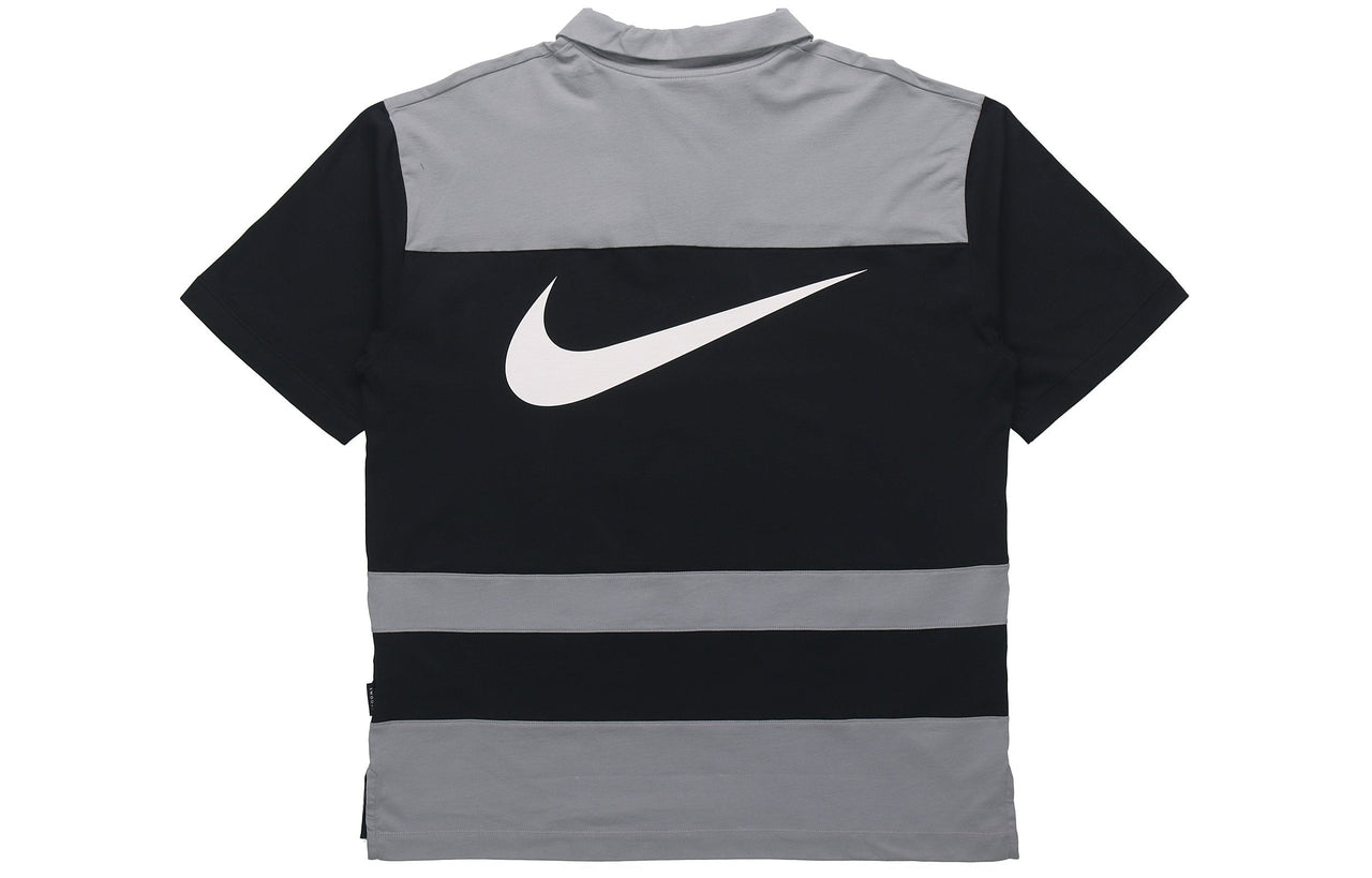 Nike Sportswear Swoosh Logo Printing Contrasting Colors Loose Polo Shirt Black DJ5370-010