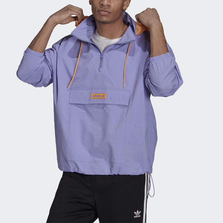 adidas originals Quarter Zip Casual Sports Half Zipper Hooded Jacket Purple HB1822