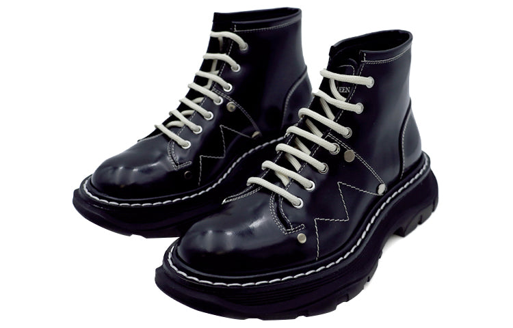 (WMNS) Alexander McQueen Tread Slick Boot 'Black Silver' 595469WHZ811090