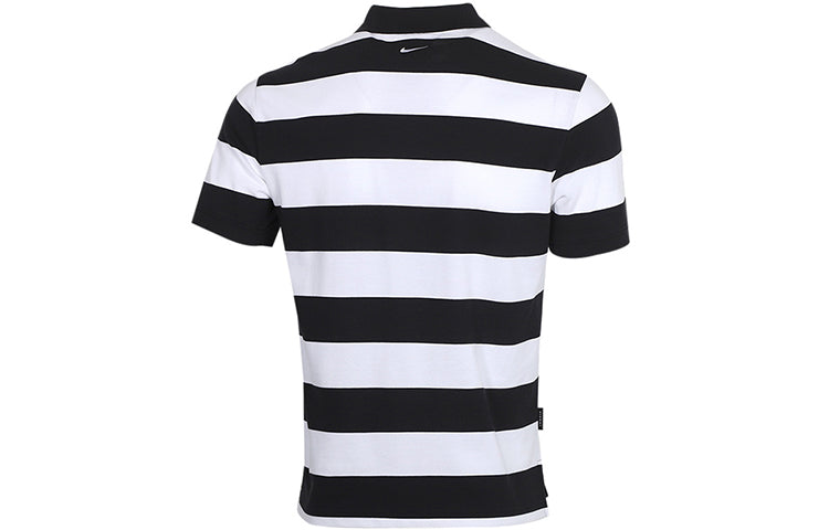 Nike Sportswear Swoosh Stripe Short Sleeve polo Black White  CJ4910-011