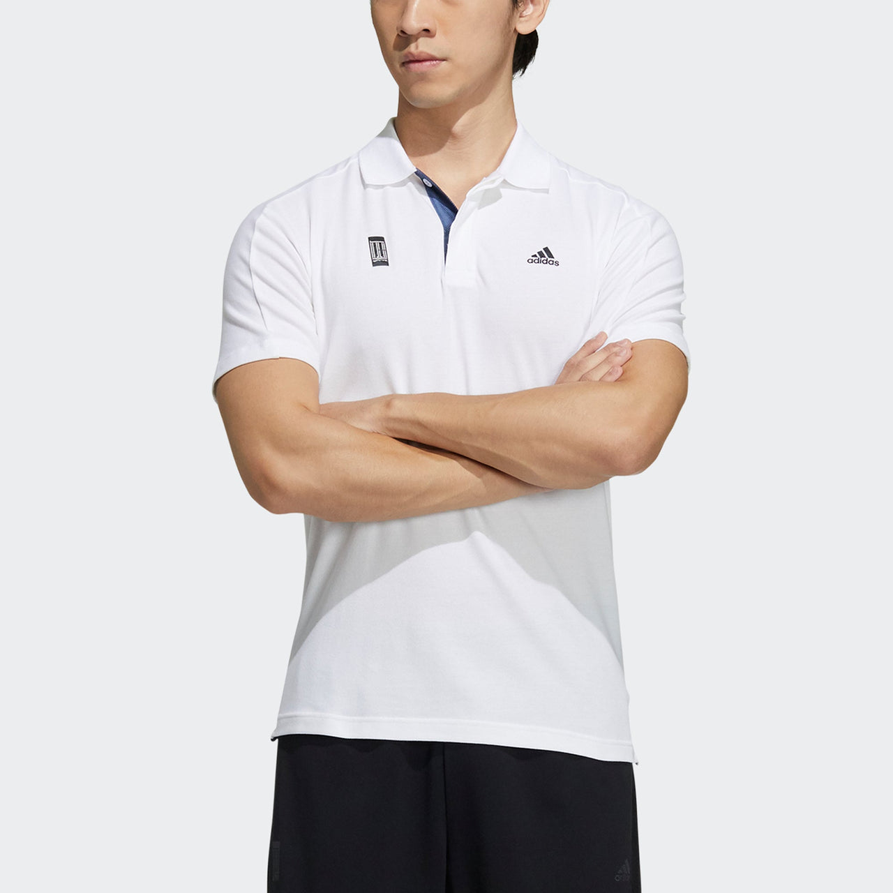adidas Series Logo Printing Solid Color Short Sleeve Polo Shirt White GP0827