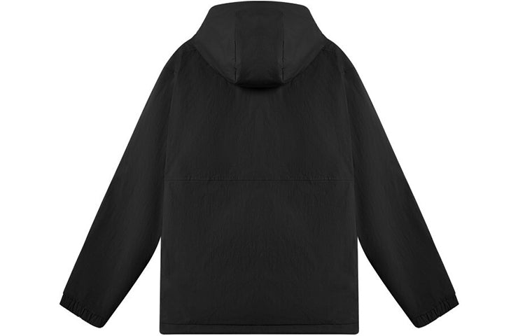 New Balance Logo Embroidered Double-Sided Hooded Jacket For Men Black AMJ11305-BK