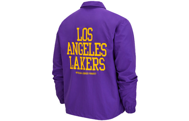 Nike NBA Courtside Los Angeles Lakers Alphabet Logo Printing Coach Jacket Purple DB1440-504