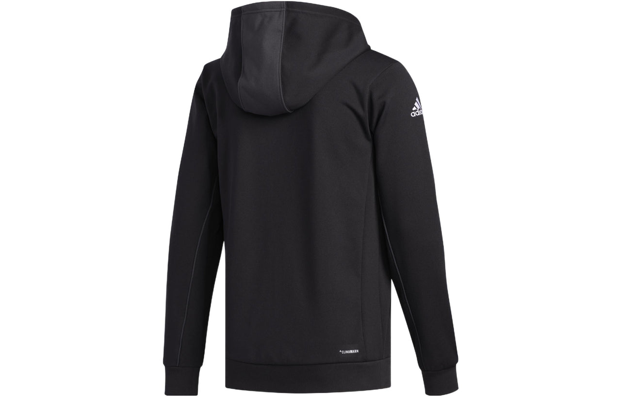 Men's adidas Logo Printing Sports Basketball Hooded Zipper Jacket Black DX6795