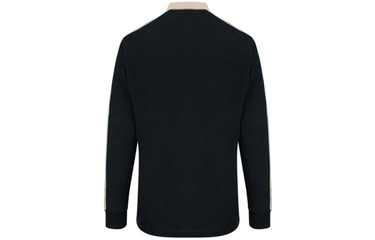 Gucci SS20 Side Sleeve Logo Striped Ribbon Long Sleeve Polo Shirt For Men Black 598955-XJB0Q-1082