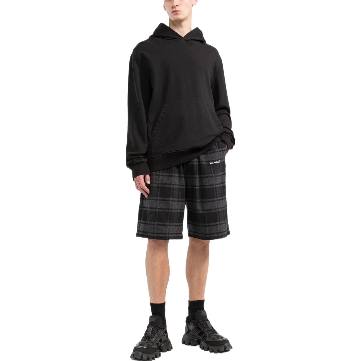 Off-White Check-Print Shorts 'Black Grey' OMCB058C99FAB0010501