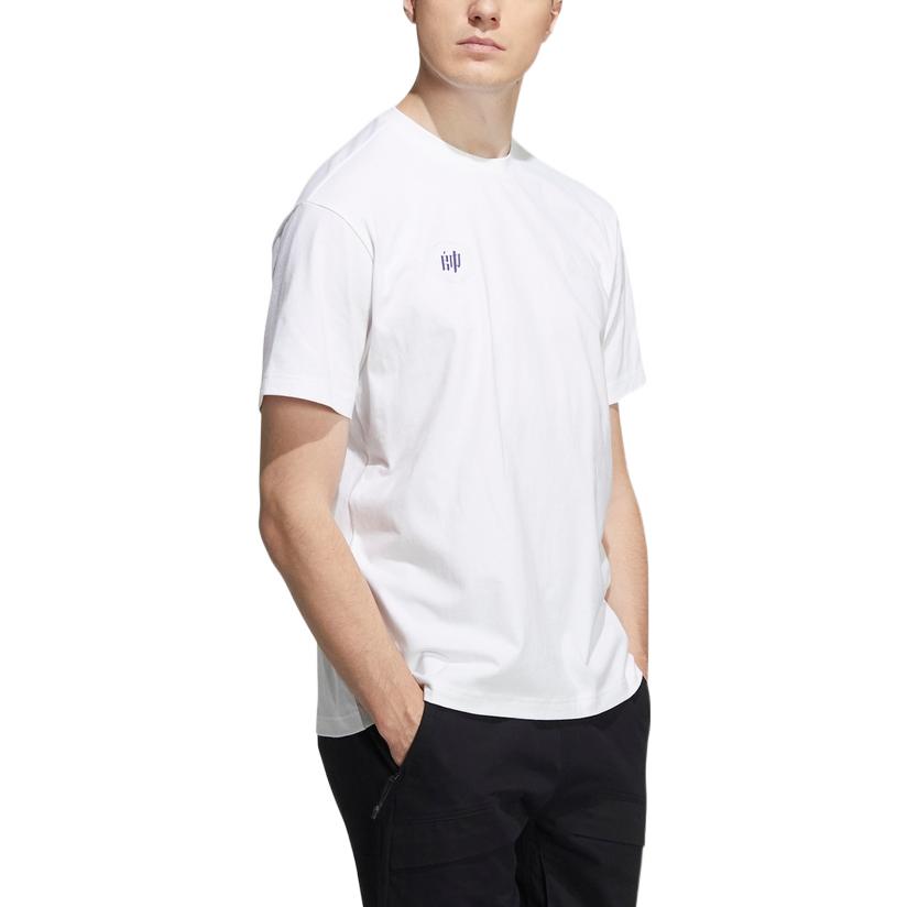adidas Casual Logo Printing Round Neck Short Sleeve White HI3281