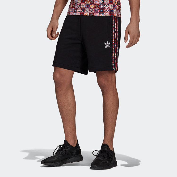 adidas originals Athleisure Casual Sports Printing Side Stripe Breathable Shorts Black H43758