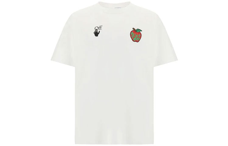 Off-White Apple Printing Short Sleeves Relaxed Fit Mens White OMAA038S21JER0150125