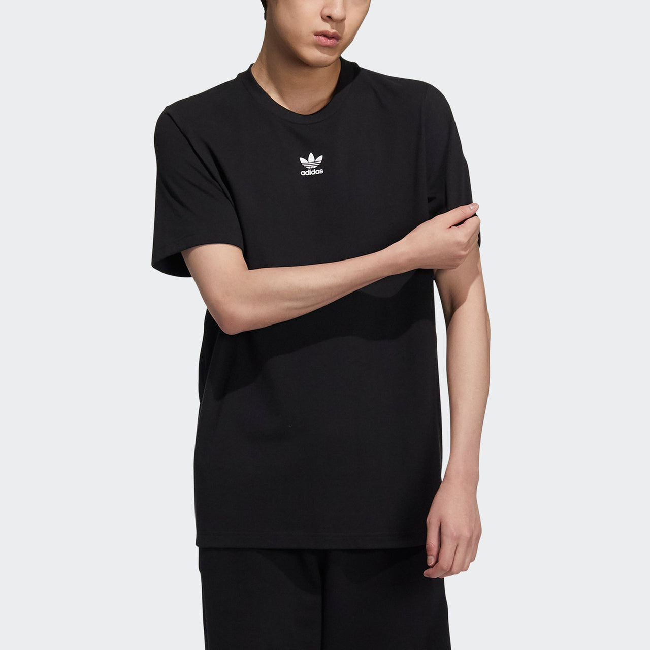Men's adidas originals Ts Ss Tee Logo Printing Round Neck Sports Short Sleeve Black T-Shirt H46693