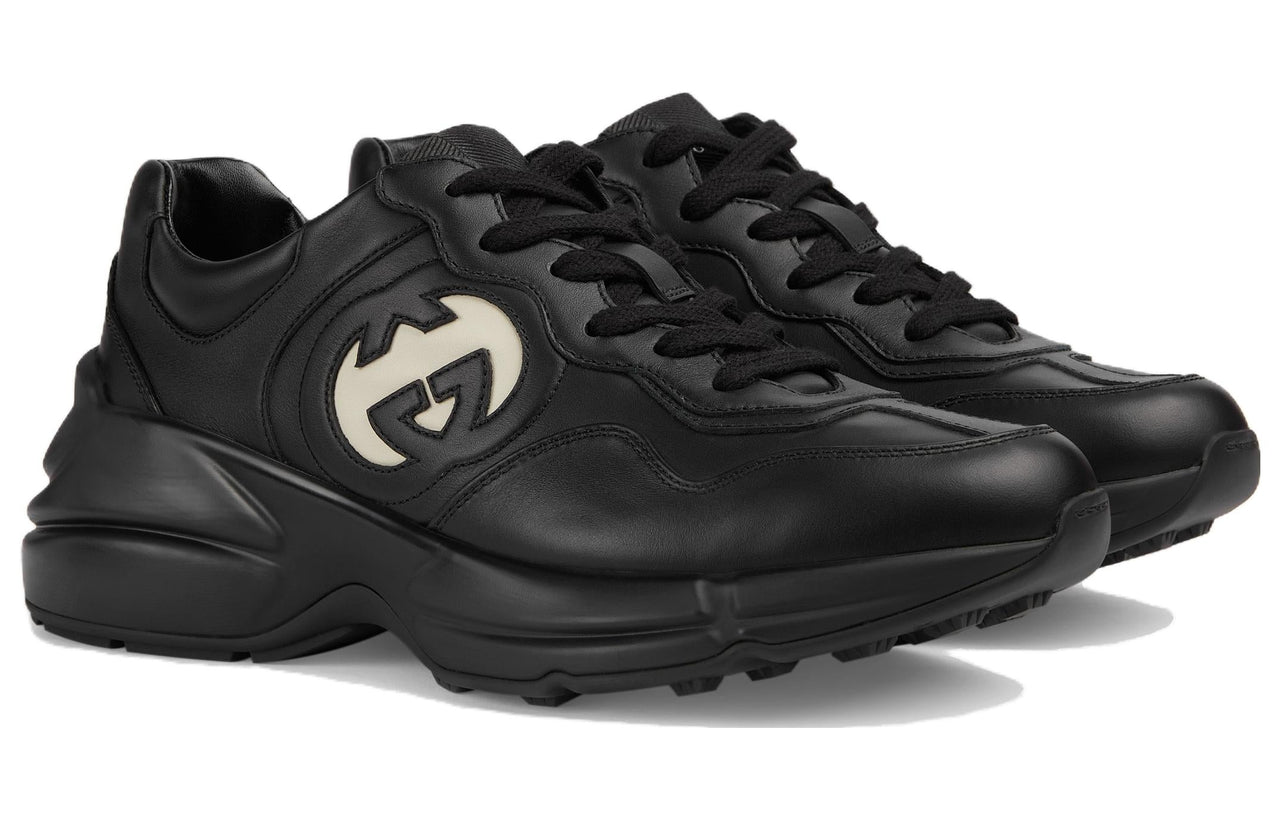(WMNS) Gucci Rhyton Leather Sneakers 'Black White' 757887-UPG70-1057