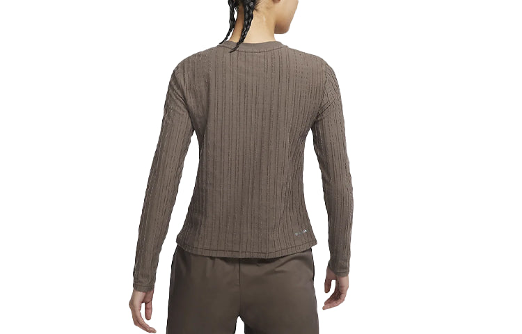 (WMNS) Nike SS22 Sportswear Dri-FIT Adv Tech Pack Quick Dry Knit Round Neck Long Sleeves Brown T-Shirt DM6165-004