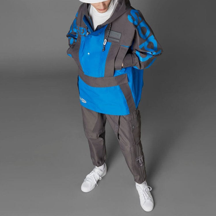 adidas originals Blue Version Series Alphabet Printing hooded Long Sleeves Jacket HD2235