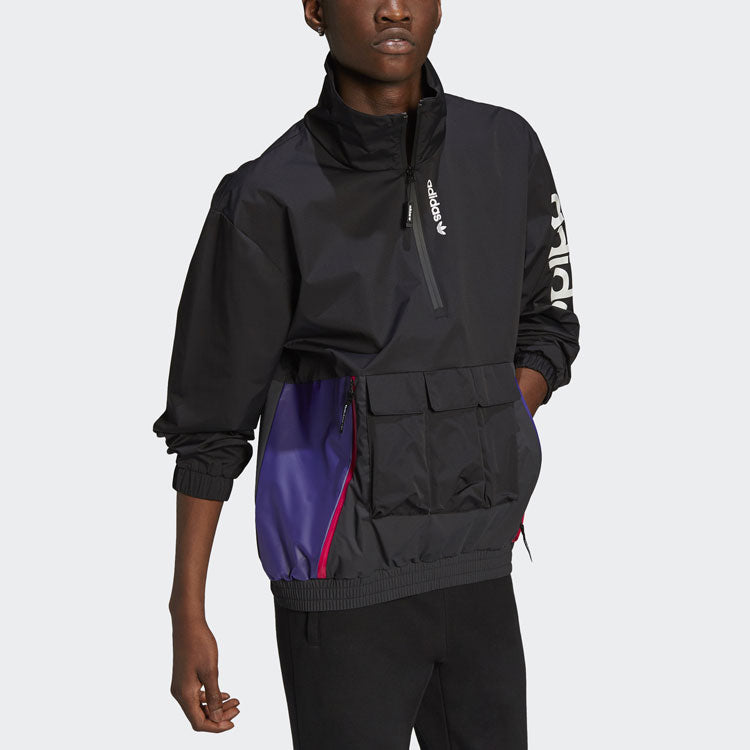 adidas originals G Outd Wb Sports Printing Cardigan Stand Collar Jacket Black H09356