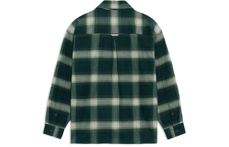 Li-Ning BADFIVE Sports Basketball Series Plaid Loose Casual Long Sleeves Shirt 'Dark Green' ASHR195-1