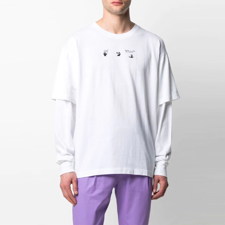 Off-White SS21 Logo Rear Pattern Printing Round Neck Long Sleeves Ordinary Version White OMAB022S21JER0010145