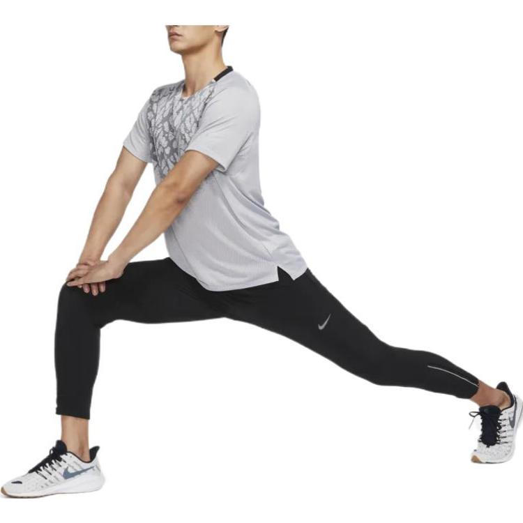 Men's Nike Casual Micro Mark Printing Straight Solid Color Reflective Sports Pants/Trousers/Joggers Autumn Black DQ4746-010