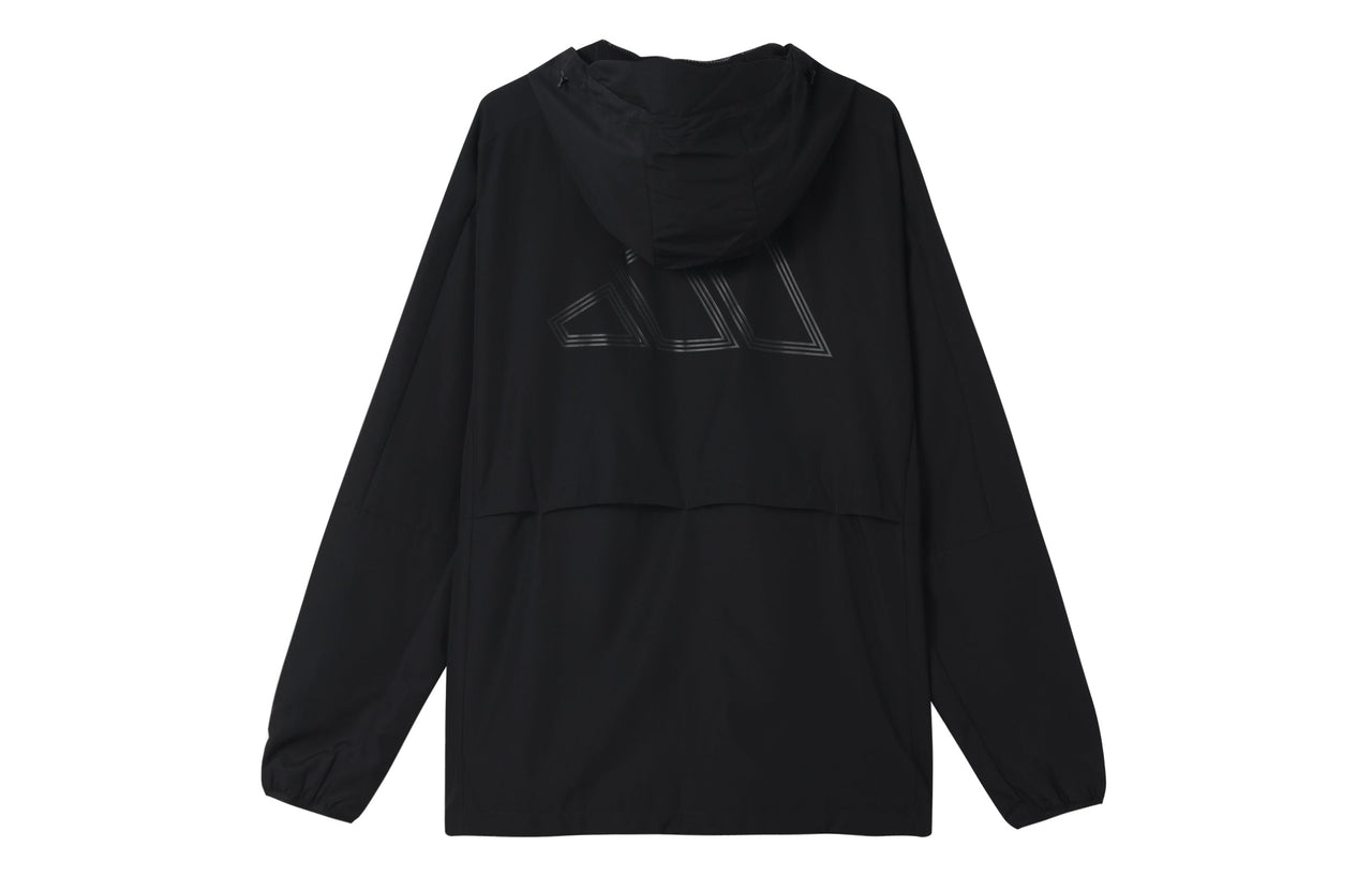 adidas Sports Long Sleeves Woven Windproof hooded Logo Jacket Black H40228