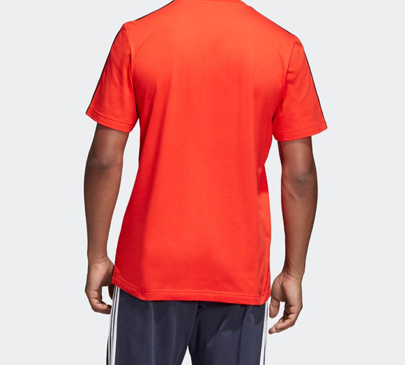 adidas E 3S Tee Classic Stripe Training Sports Round Neck Short Sleeve Red DU0444
