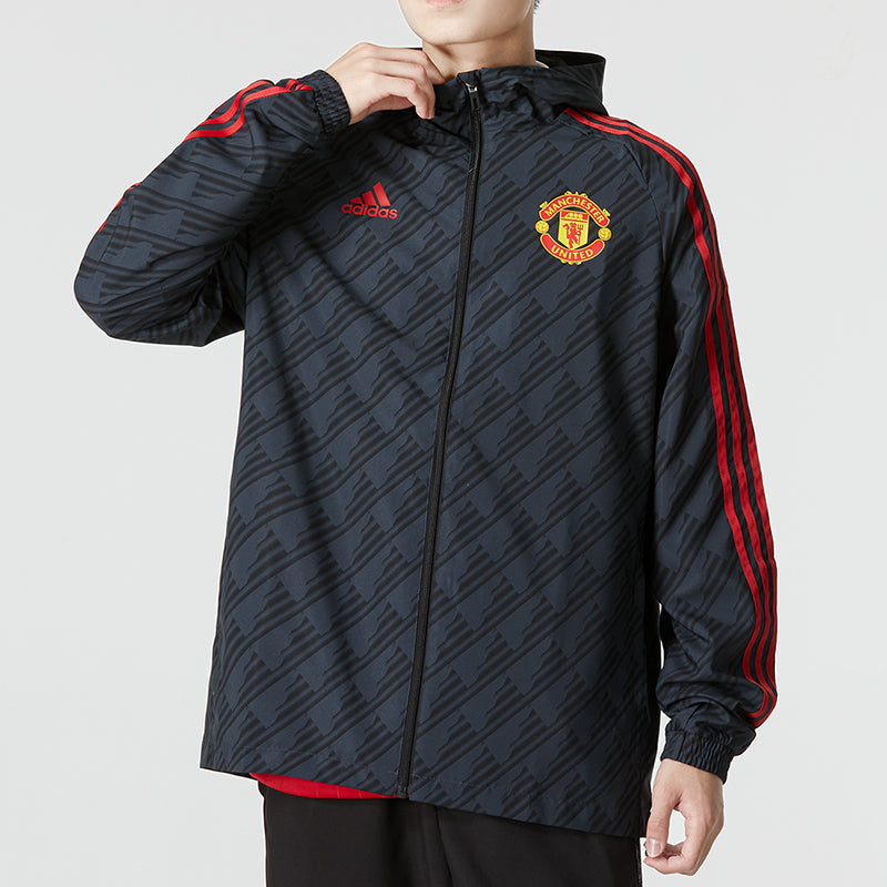 adidas Manchester United 3-Stripe DNA Windbreaker Jackets 'Black' HE6650