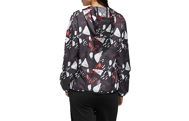 (WMNS) adidas neo Printing Hooded Jacket Black DW7813