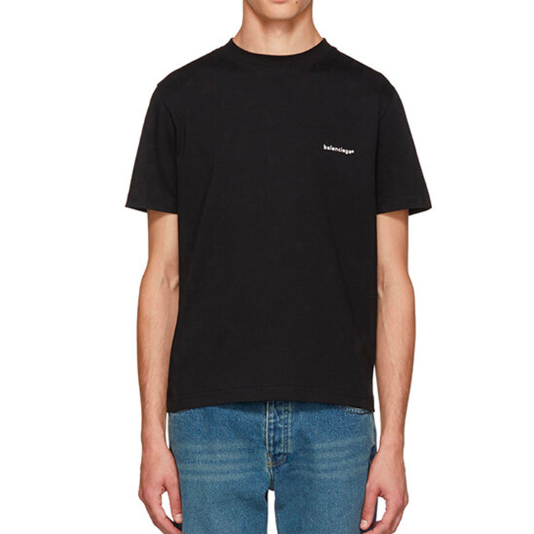 Balenciaga Basic Small Logo Round Neck Short Sleeve Unisex Black 556151TYK281000
