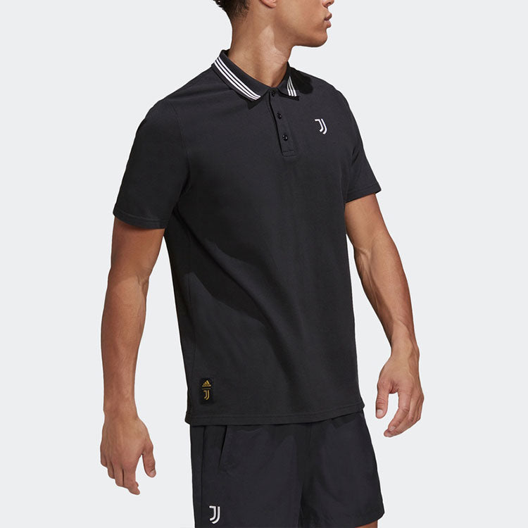 adidas Printing lapel Short Sleeve Polo Shirt Black HB6015