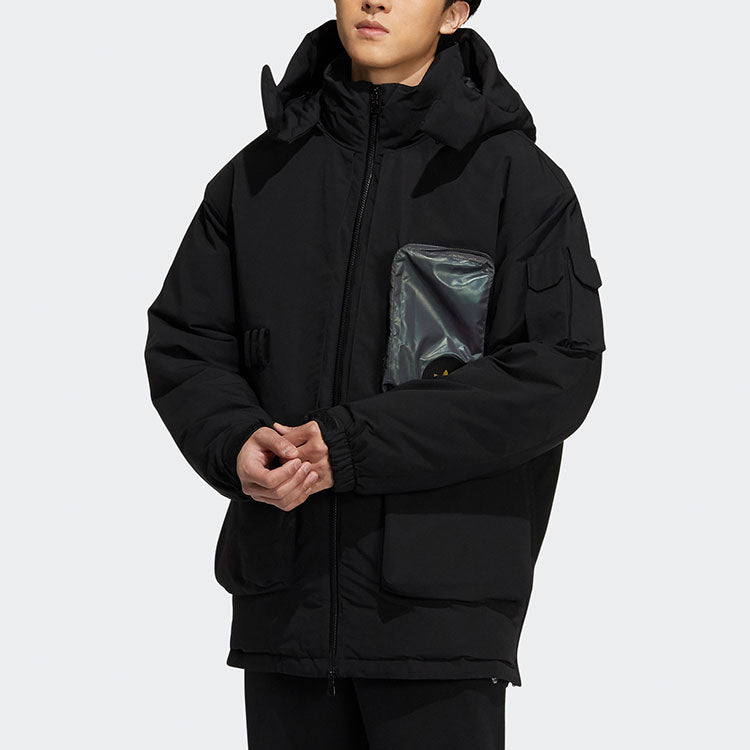 adidas originals Zipper Cardigan hooded Down Jacket Black H58058