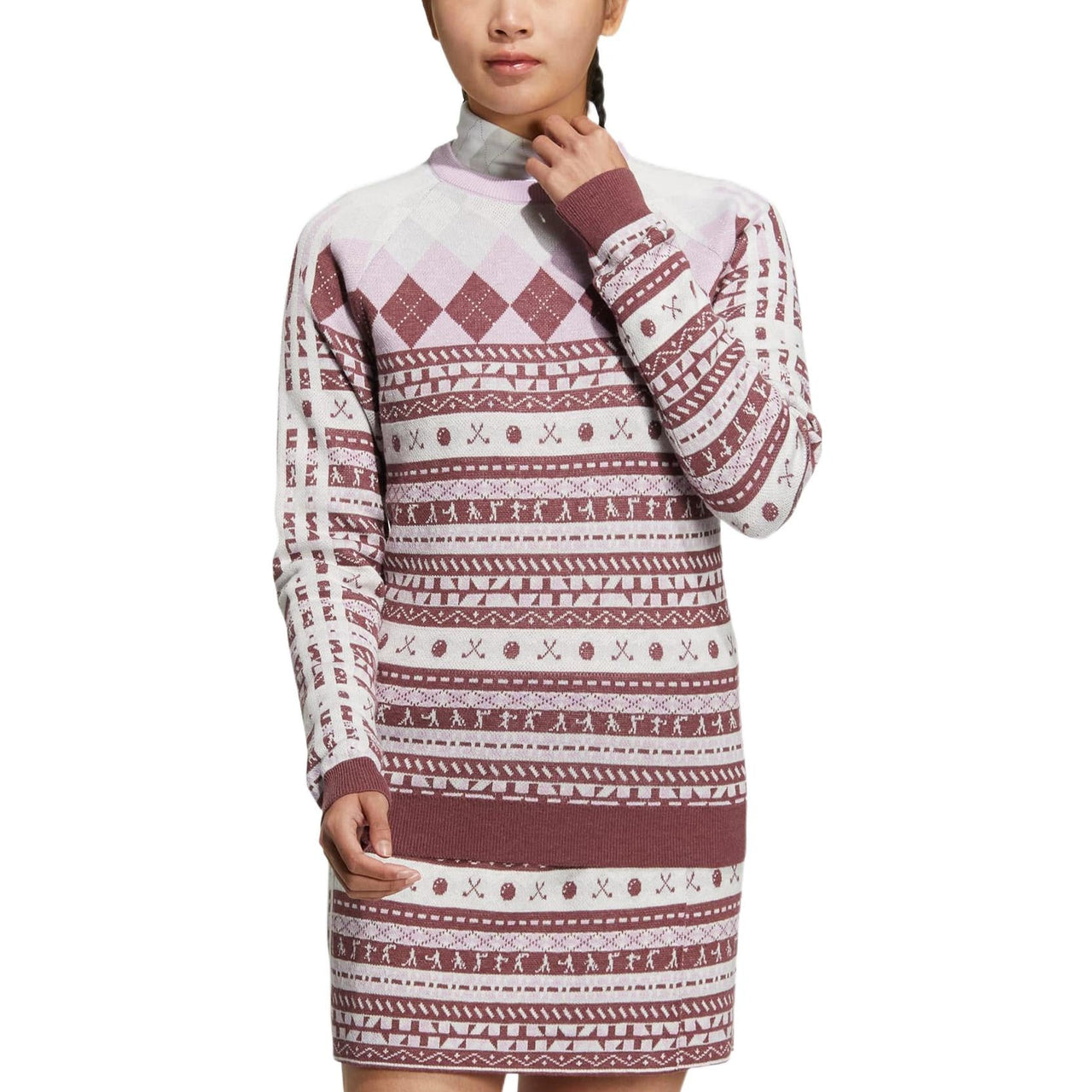 (WMNS) adidas Graphic Long Sleeve Pullover Sweater 'Burgundy White' HG8213