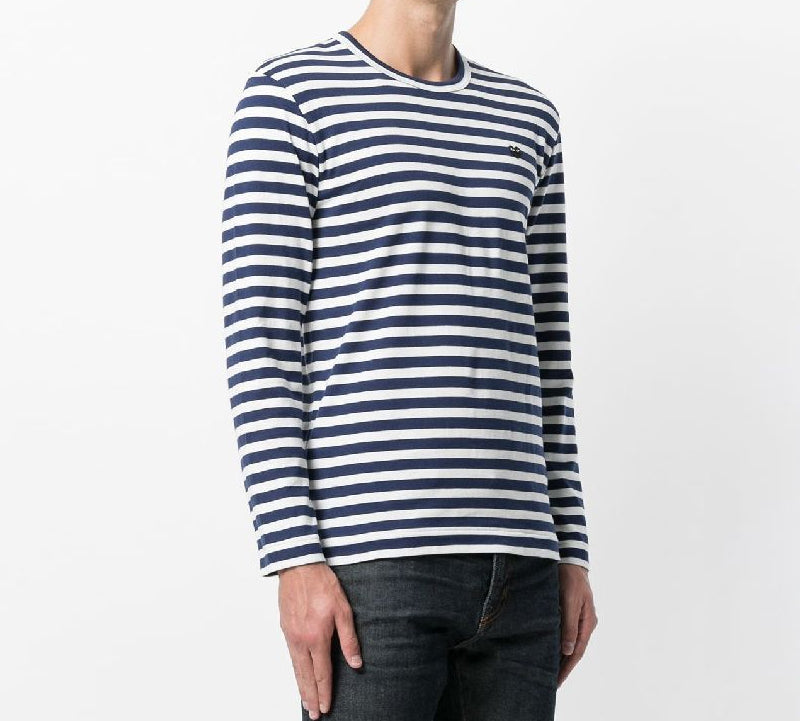COMME des GARCONS PLAY Small Logo Stripe Long Sleeves Tee 'Blue White AZ-T210-051-1