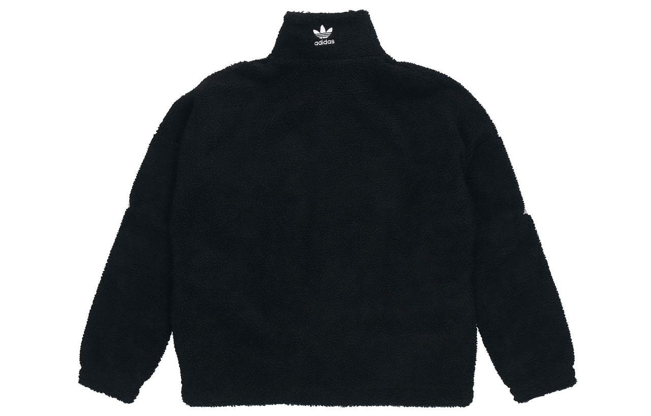 adidas originals Contrasting Colors Logo Suede Stand Collar Sports Jacket Black HC0325