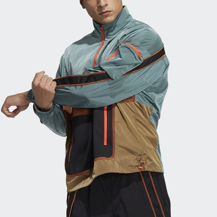 adidas Sports Stand Collar Cardigan Jacket Yellow Green Colorblock GP0845