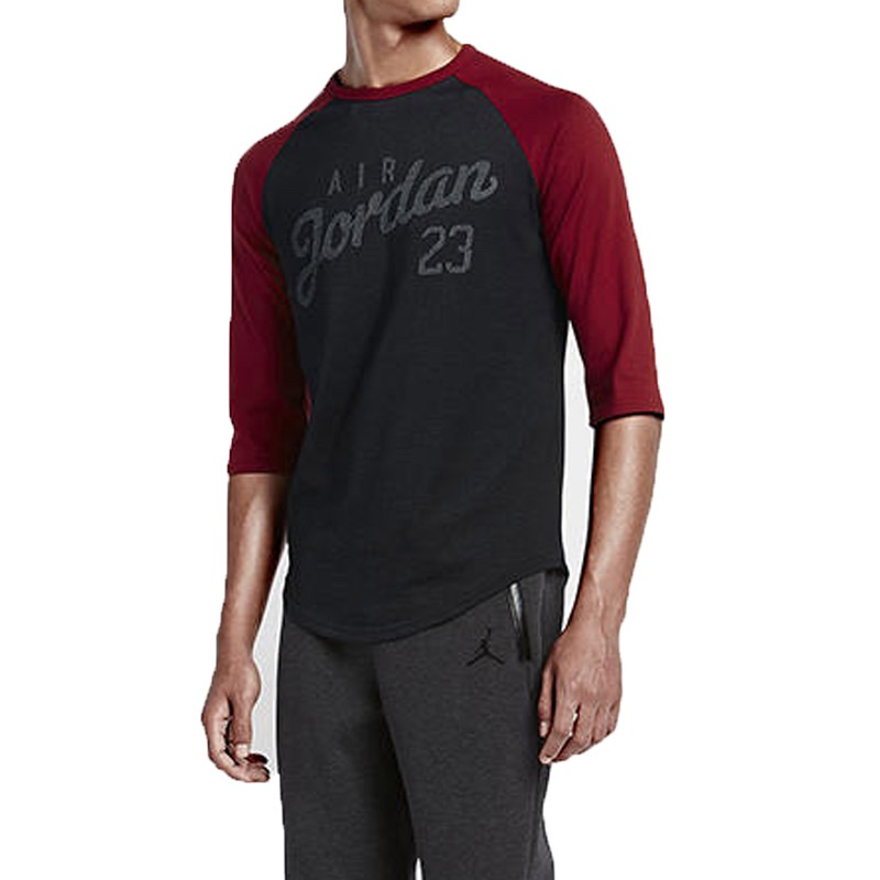 Air Jordan 23 Raglan 3/4 Sleeve Short 'Black Red' 724504-010