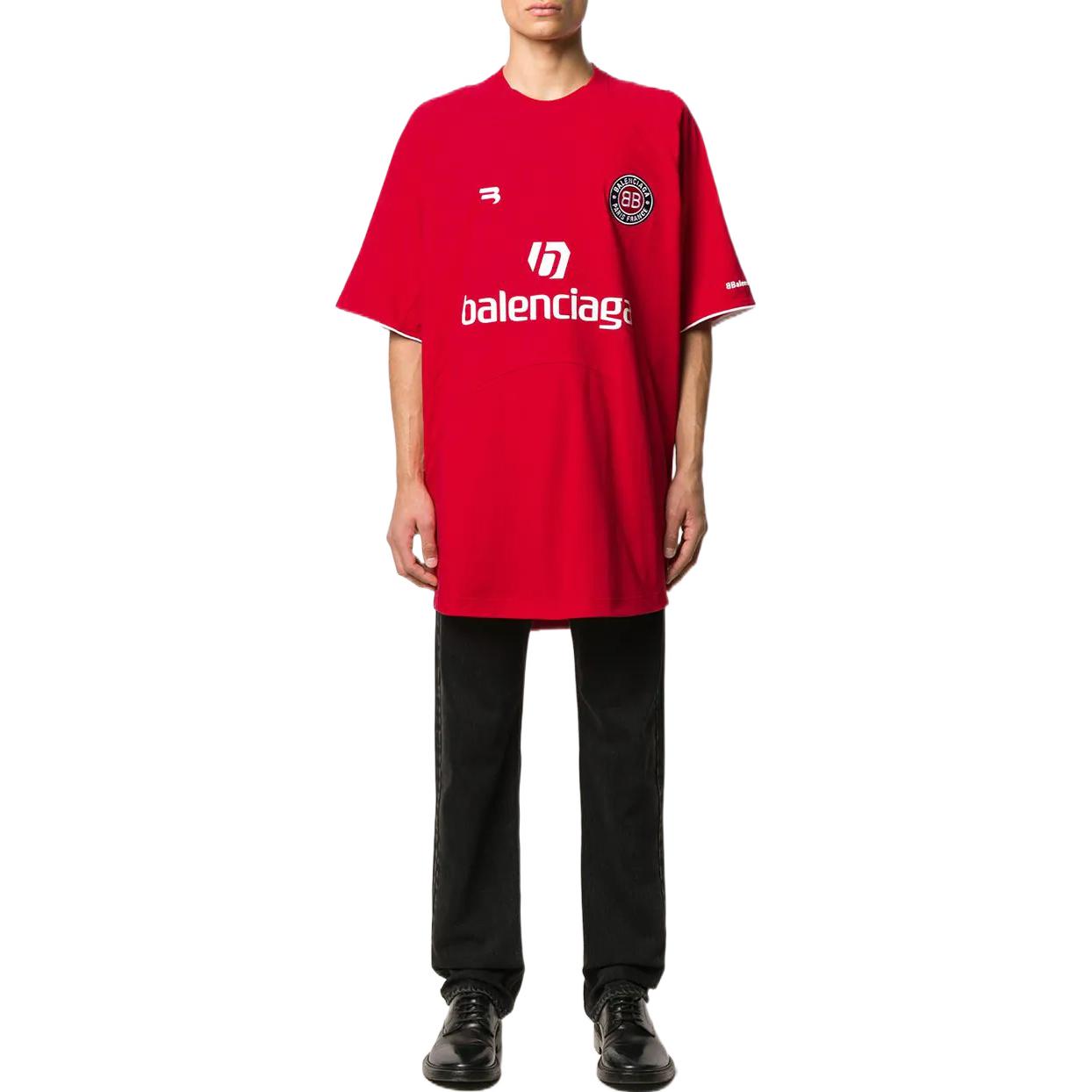 Balenciaga Soccer T-shirt Oversized 'Red White' 641658TJV516540