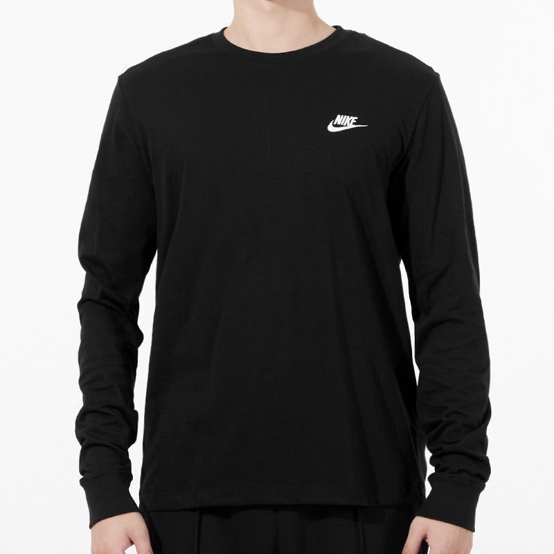 Men's Nike Embroidered Logo Loose Sports Running Long Sleeves Black T-Shirt AR5194-010