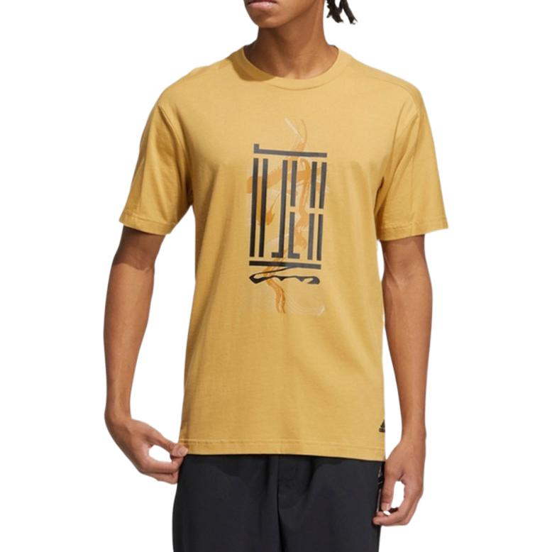 Men's adidas Printing Casual Sports Short Sleeve Yellow T-Shirt HI6859