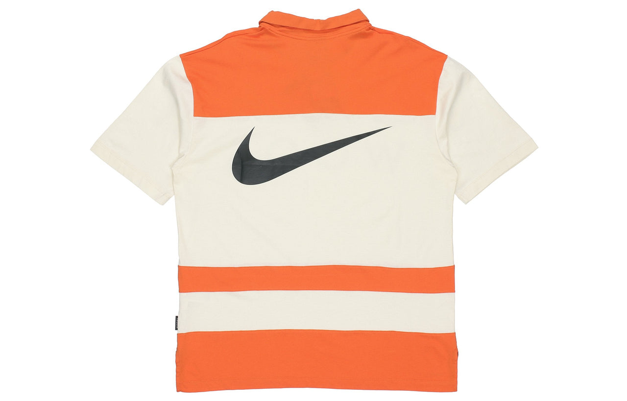 Nike Sportswear Swoosh Logo Printing Contrasting Colors Loose Polo Shirt Orange DJ5370-801