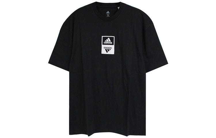 adidas Logo Printing Round Neck Short Sleeve Black ED8292