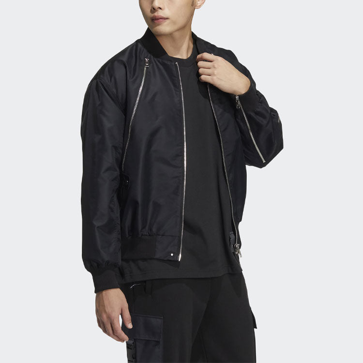 adidas originals Zipper Jkt Solid Color Sports Jacket Black HL6492
