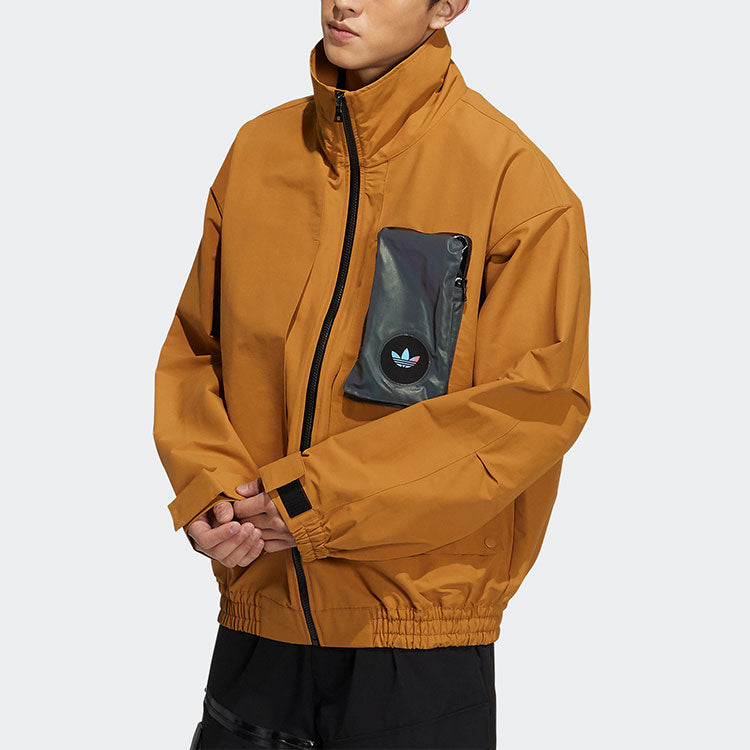 adidas originals Contrasting Colors Pocket logo Sports Jacket Brown H58070