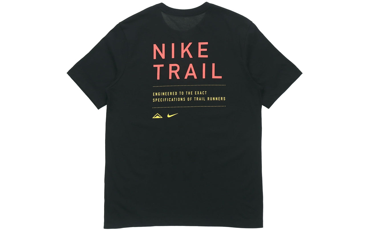Nike Dri-FIT Trail Logo Printed Sports TEE Men Black CT3858-010