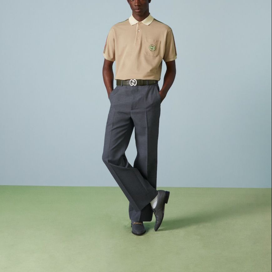 Gucci Stretch Cotton Piquet Polo Shirt 'Beige' 753078-XJFTN-2219